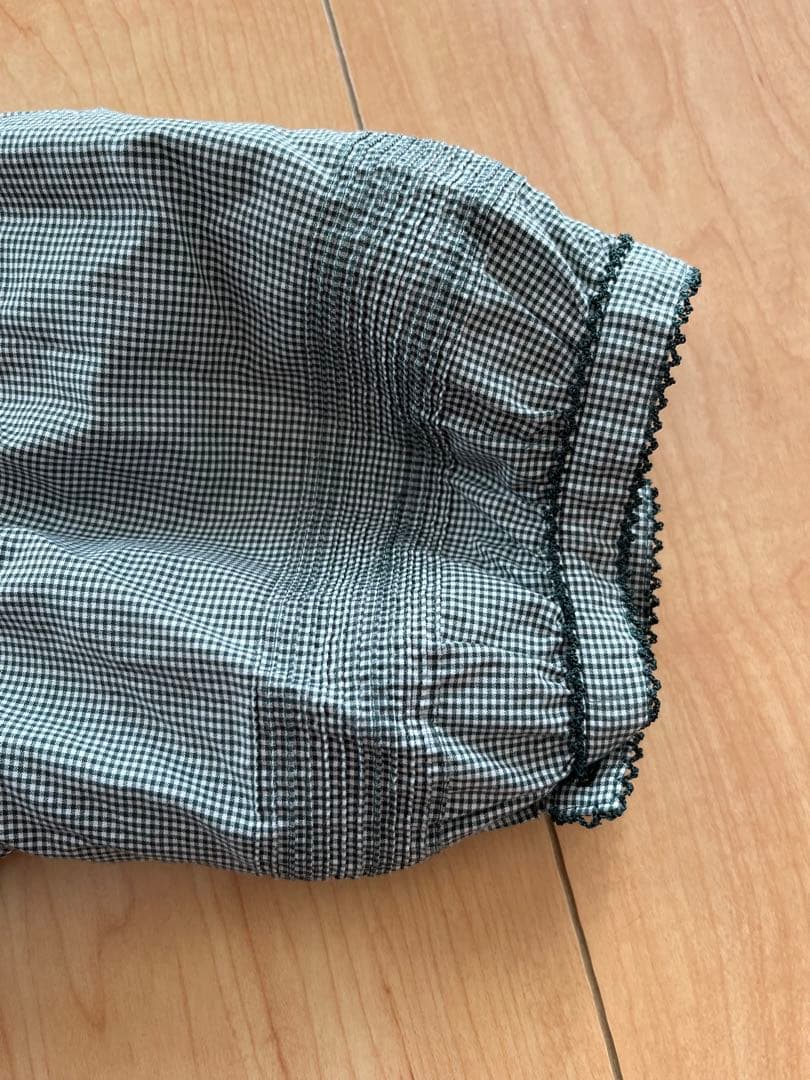 ワンダフルワールドKANEKO ISAO サンタ　半袖ブラウス　グリーンチェック