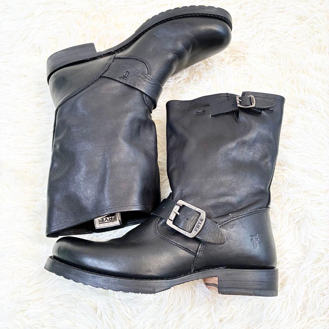 FRYEエンジニアブーツ バックル ブラック ベルト ギミック レザー 25㎝