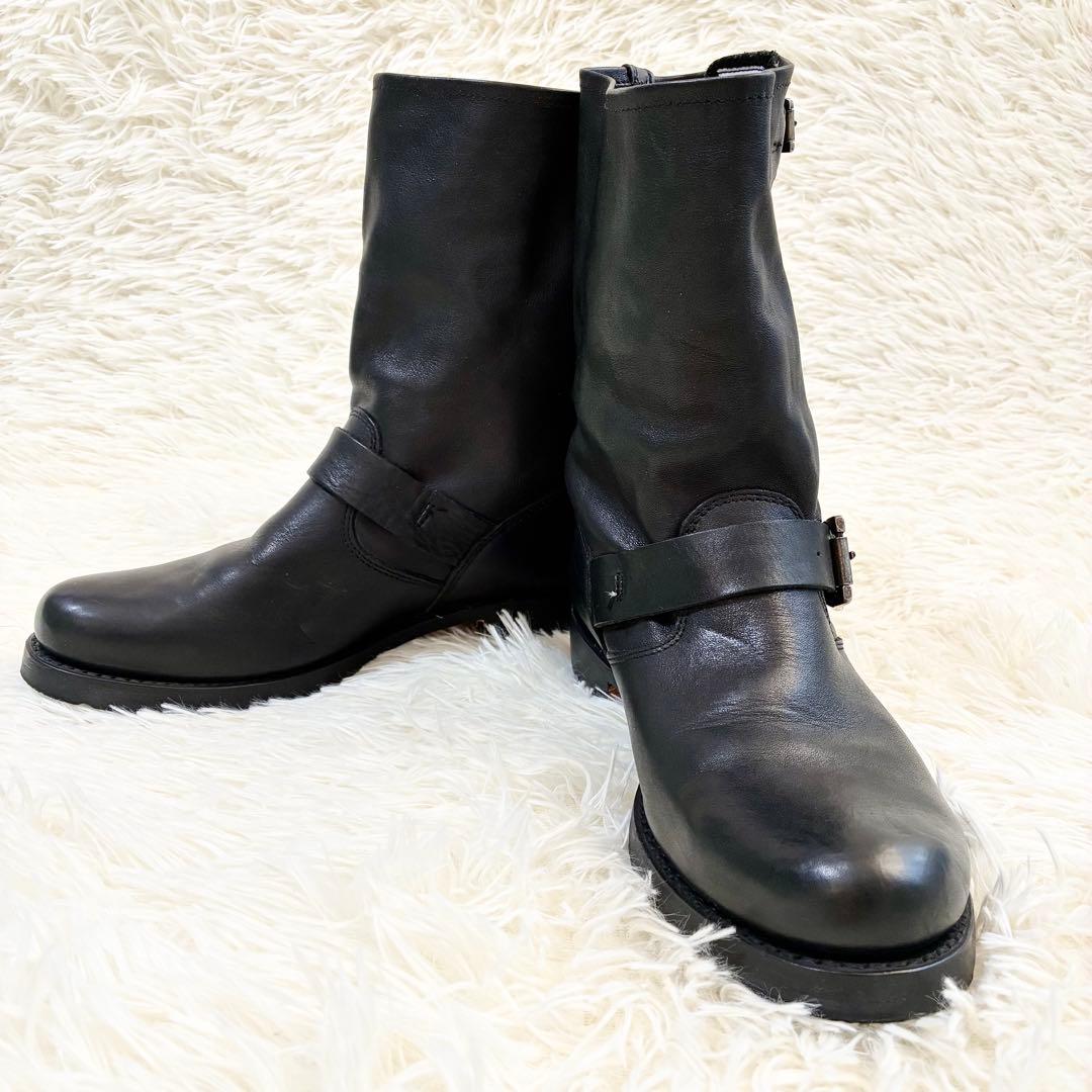 FRYEエンジニアブーツ バックル ブラック ベルト ギミック レザー 25㎝