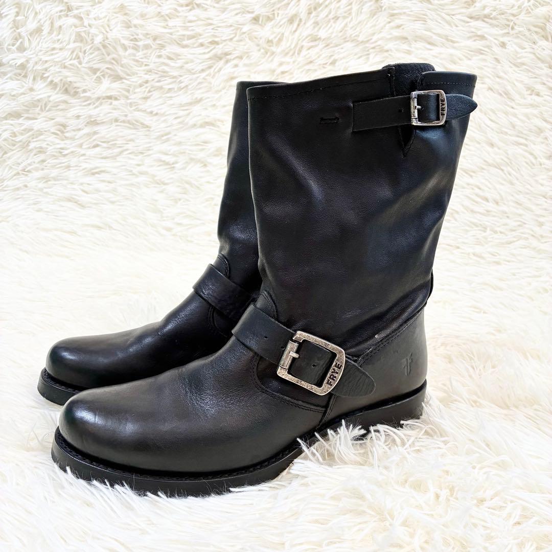 FRYEエンジニアブーツ バックル ブラック ベルト ギミック レザー 25㎝