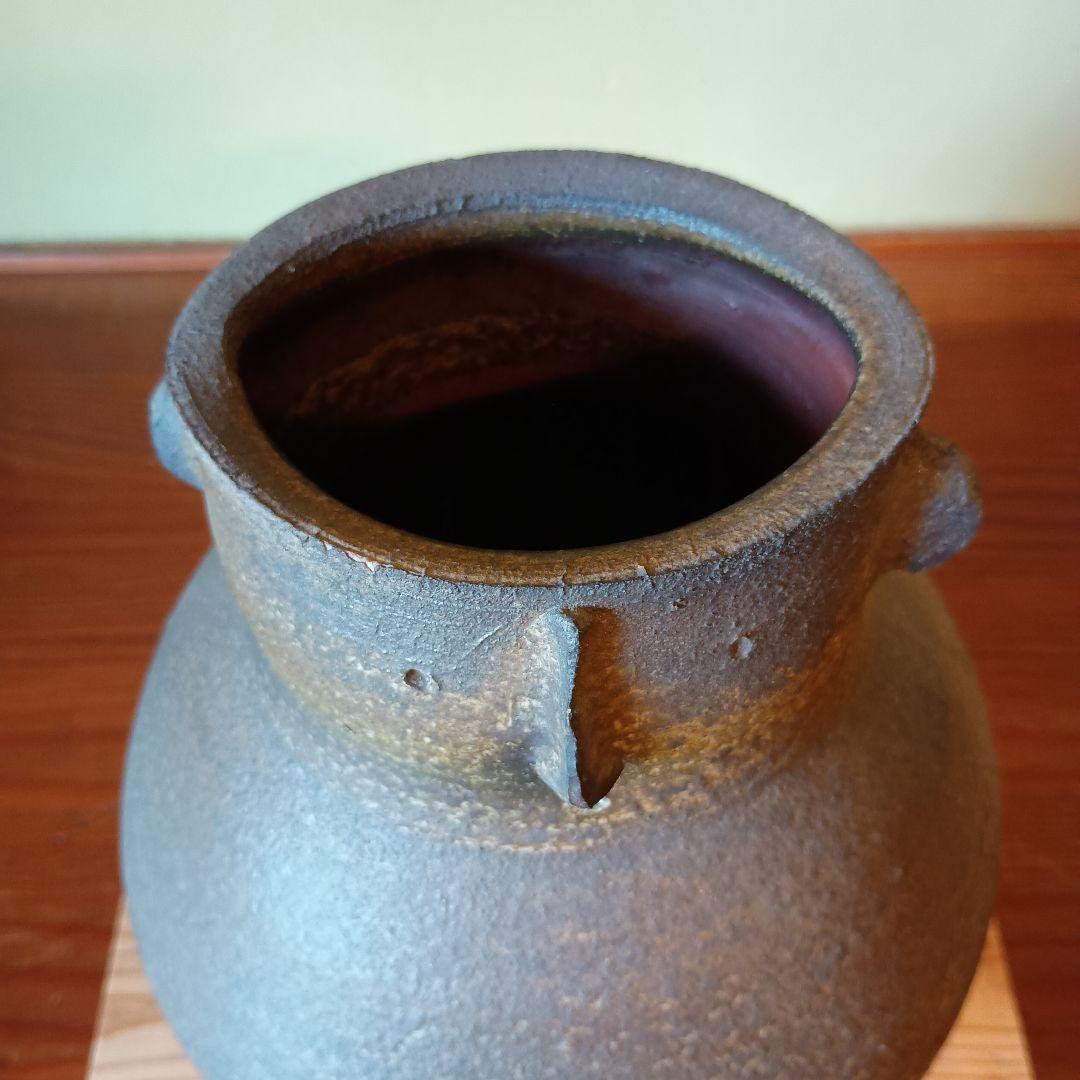 希少　藤原雄　備前　人面壺　　胡麻