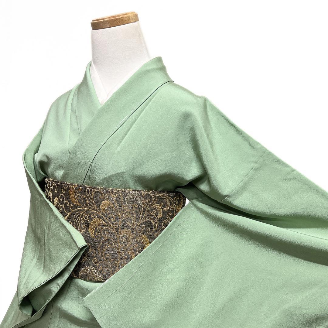 未着用　色無地　ライトグリーン　大丸タグ　パーティ　着物　115b d ms