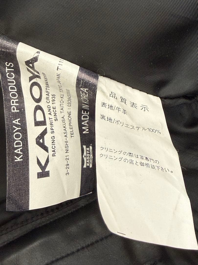 KADOYA カドヤ ダブルライダースジャケット レザージャケット 黒 M