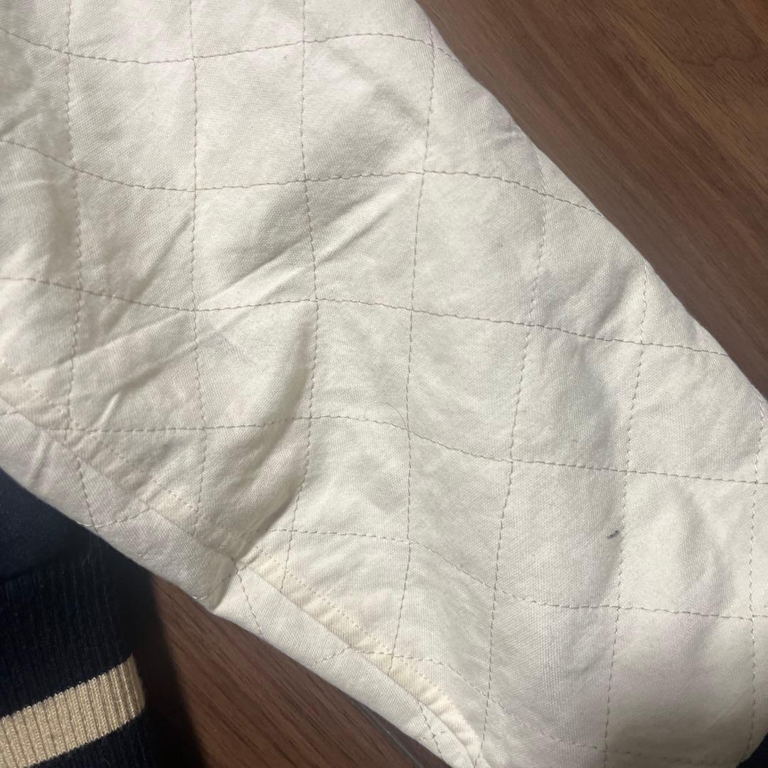 DRIES VAN NOTEN 刺繍入りネイビーとアイボリーのスタジャン