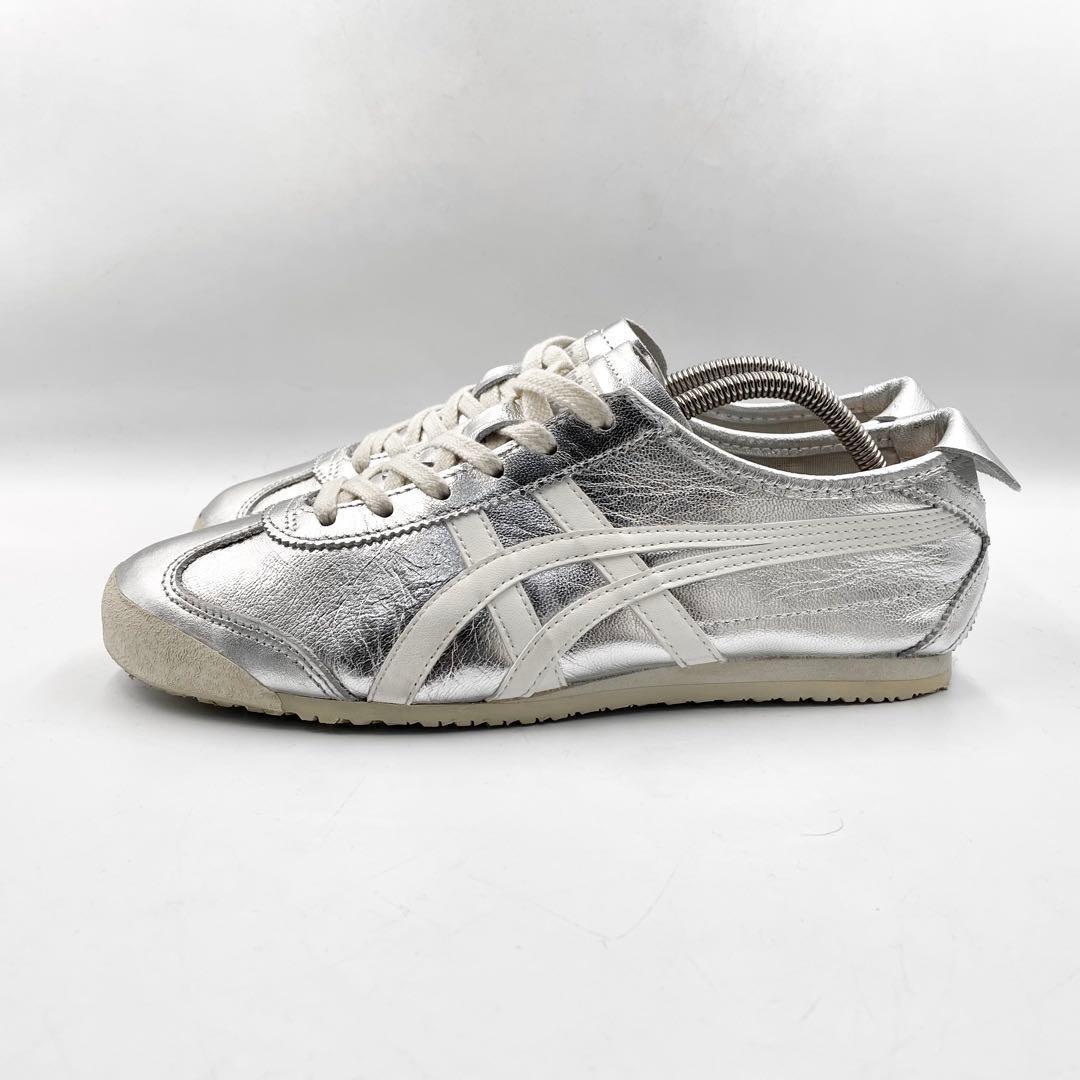 《未使用級》オニツカタイガー メキシコ66 スニーカー 銀 25.0cm 箱あり