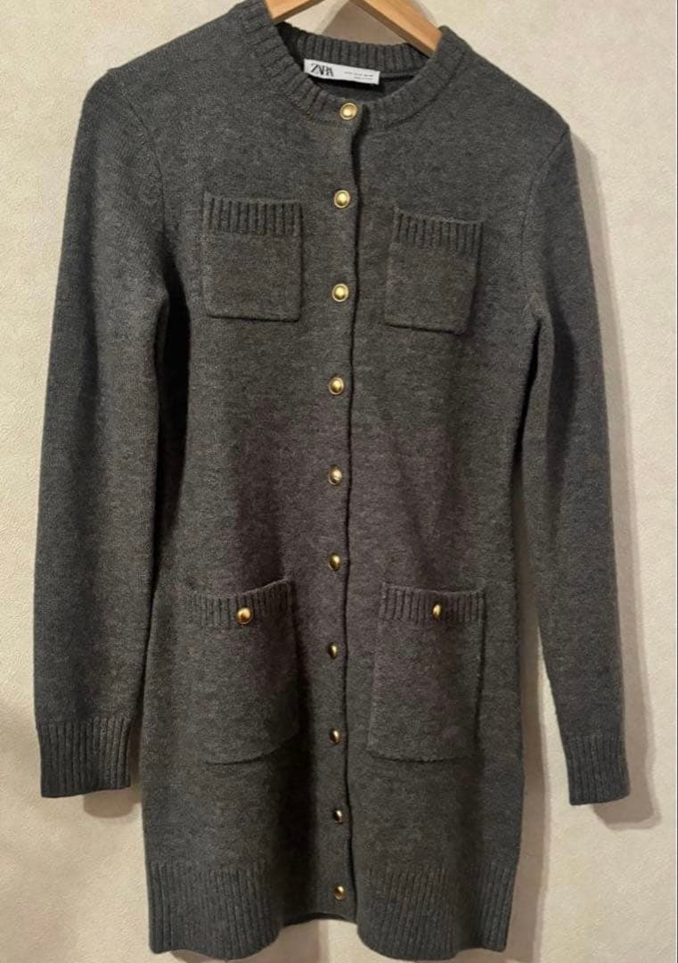 zara ザラ ポケットショートニットワンピース