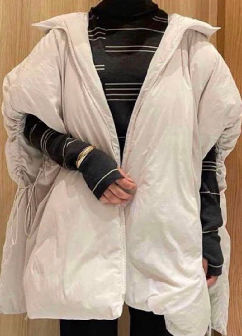 美品　ミラオーウェン サスティナブル　サイド　リボン　ダウン　ポンチョ