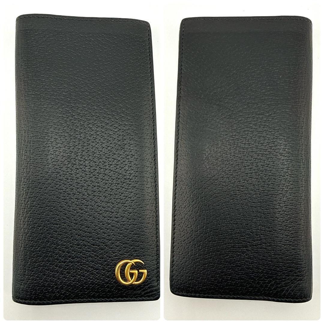 【美品】GUCCI GGマーモント 長財布 459133 黒レザー