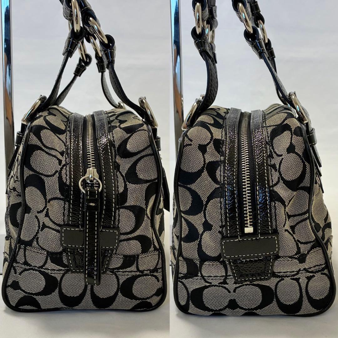 【美品】コーチ F12317 シグネチャー ハンドバッグ レザー キャンバス