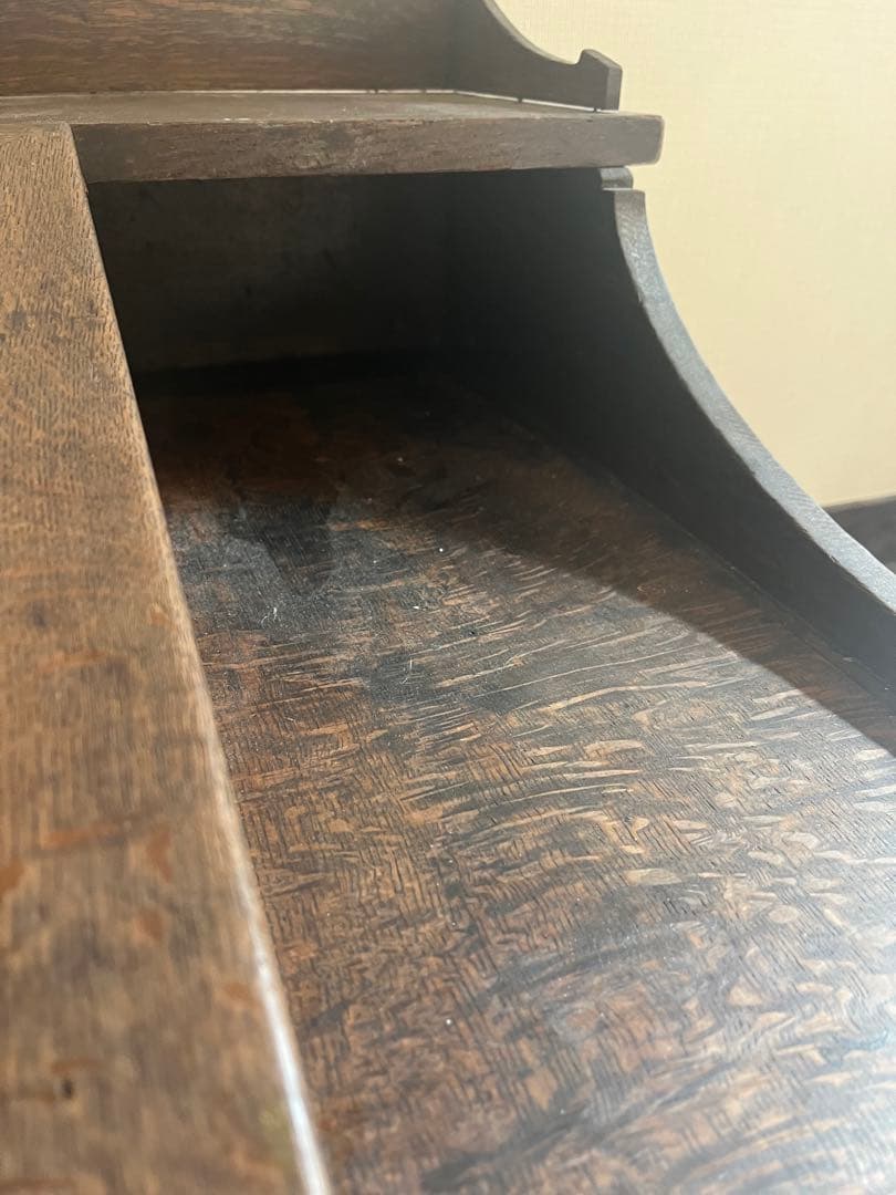 【向日葵3】こだわり文卓机　斜め天板　引き出し6個付き　ビンテージ　古民家