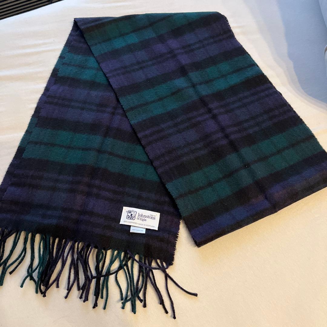 Johnstons of Elgin カシミヤマフラー ブラックウォッチ