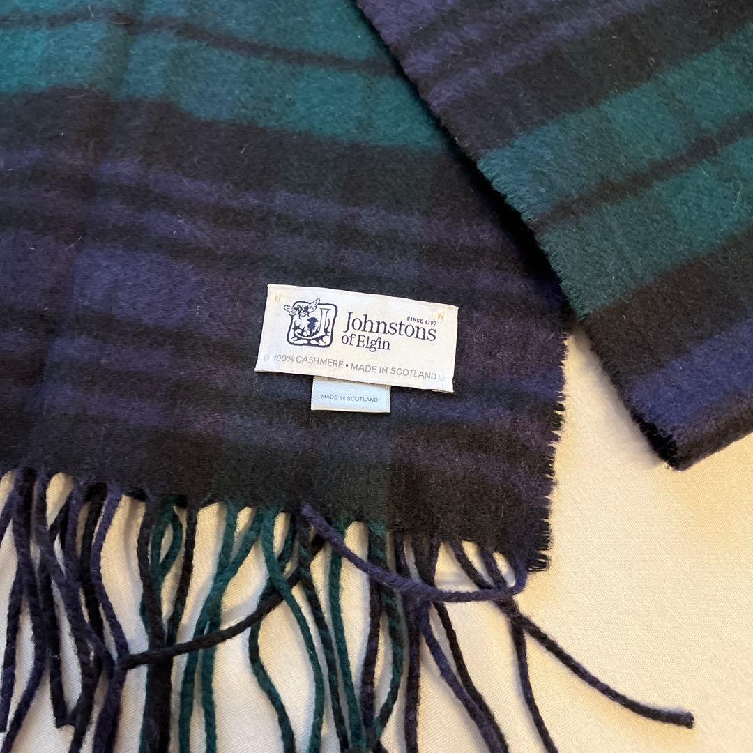 Johnstons of Elgin カシミヤマフラー ブラックウォッチ