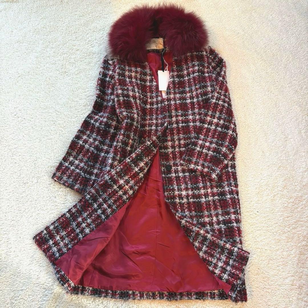 新品✨グレースクラス　2wayフォックスファー付ツイードコート　定価約10万円