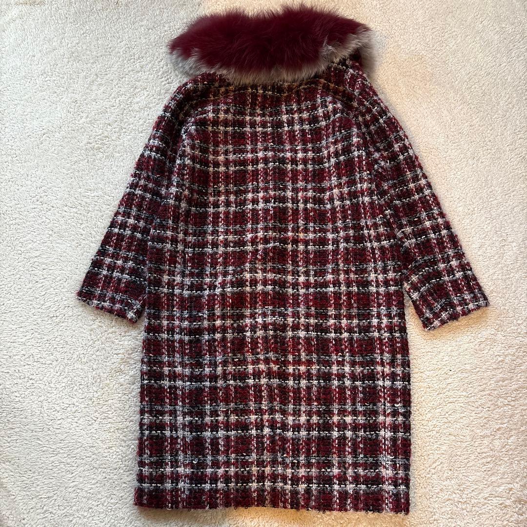 新品✨グレースクラス　2wayフォックスファー付ツイードコート　定価約10万円