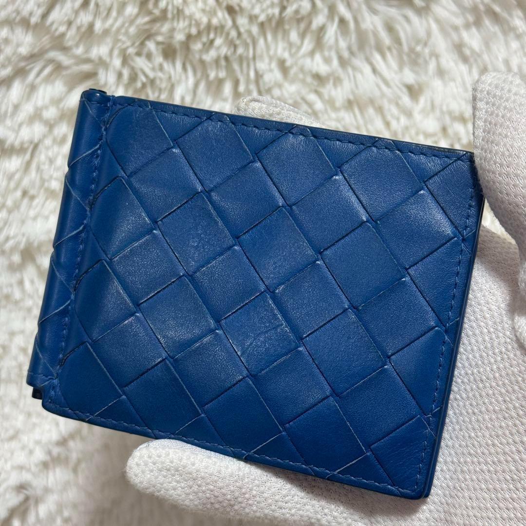 【良品】ボッテガヴェネタ　マネークリップ　ブルー　ネイビー