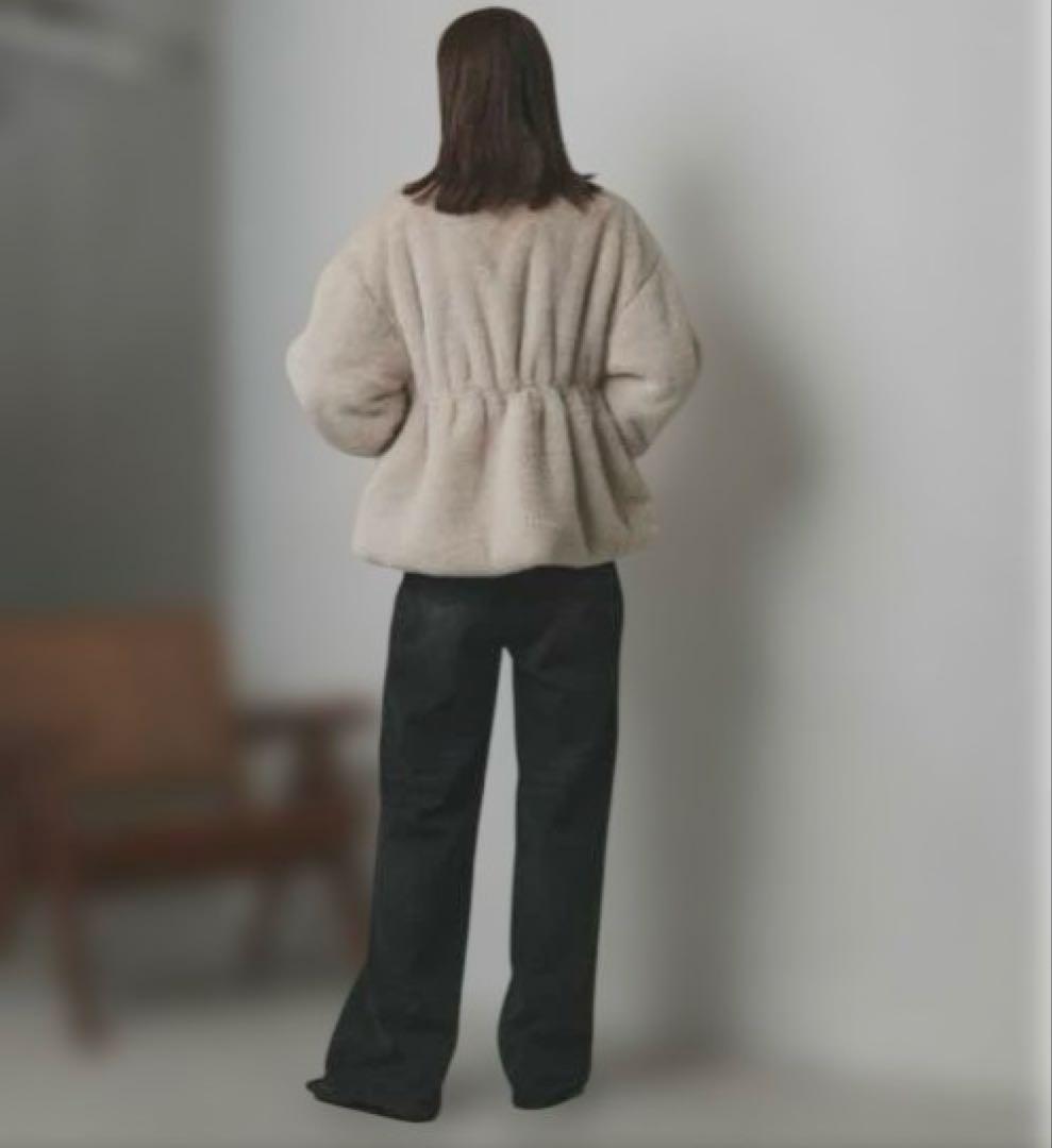 ※china※スタンドカラー フェイクファーコート ライトベージュ