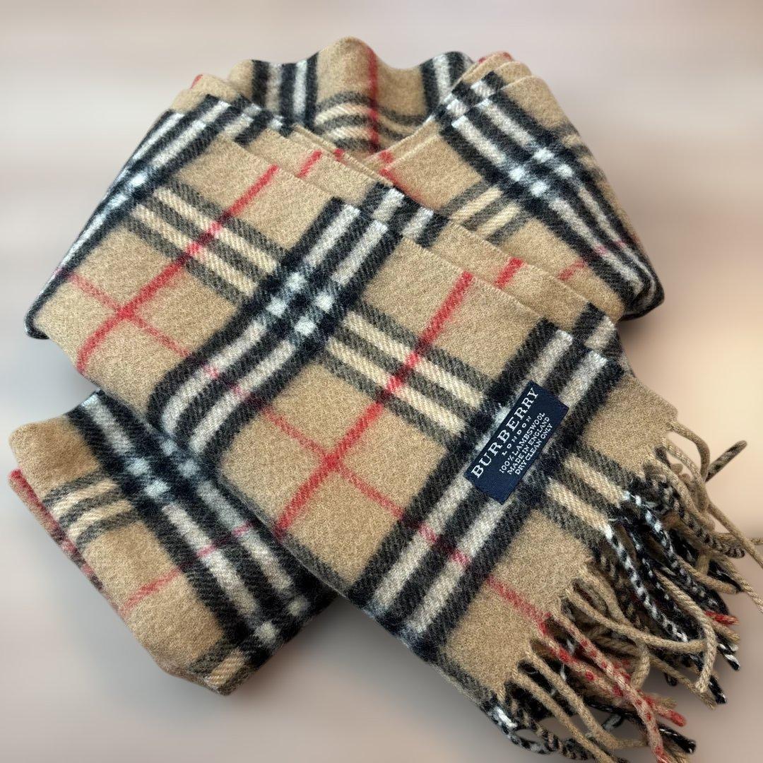バーバリー ベージュ チェック柄 マフラー 手袋 ニット帽 セット