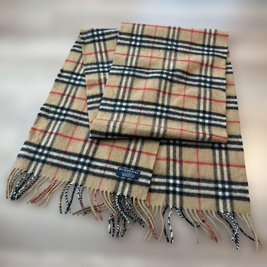 バーバリー ベージュ チェック柄 マフラー 手袋 ニット帽 セット