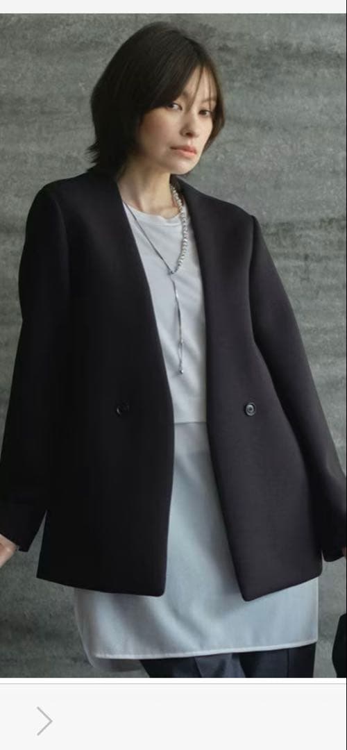 洗える】コンパクトWフェイス ノーカラージャケット