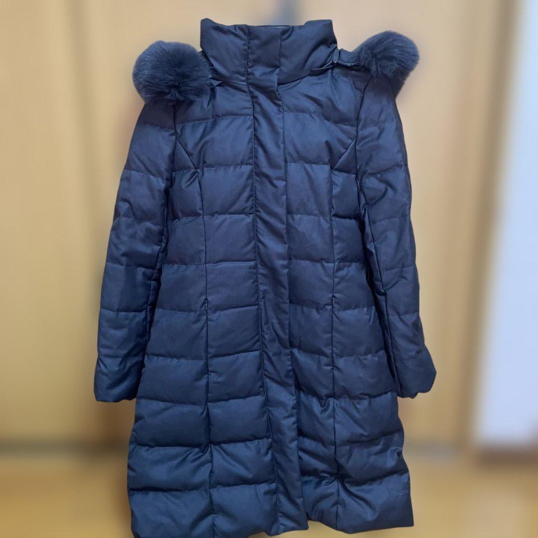 【定価5万円】レディースダウンコート　フォックスファー　濃紺　ブルーブラック