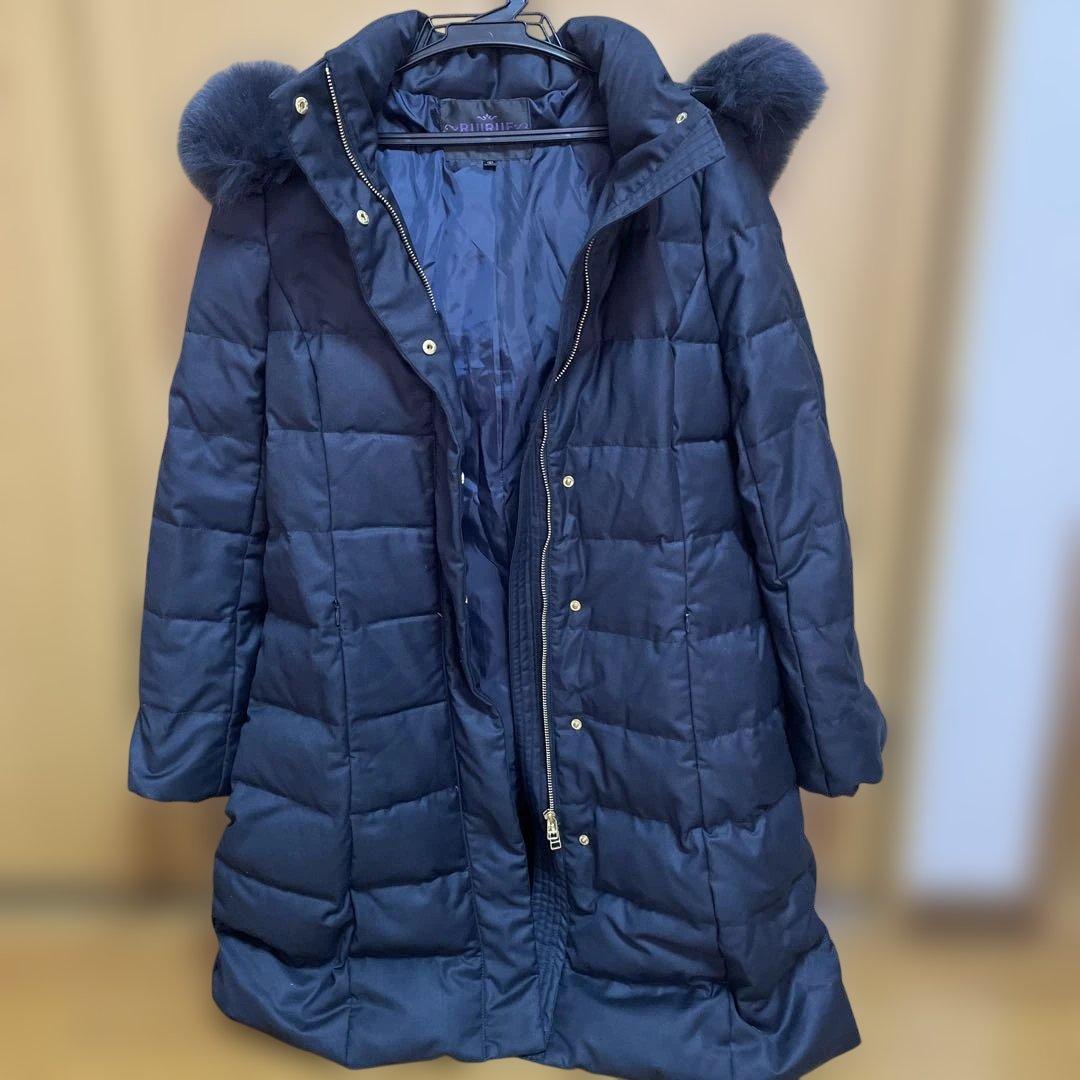 【定価5万円】レディースダウンコート　フォックスファー　濃紺　ブルーブラック