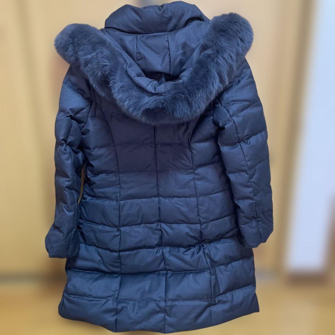 【定価5万円】レディースダウンコート　フォックスファー　濃紺　ブルーブラック