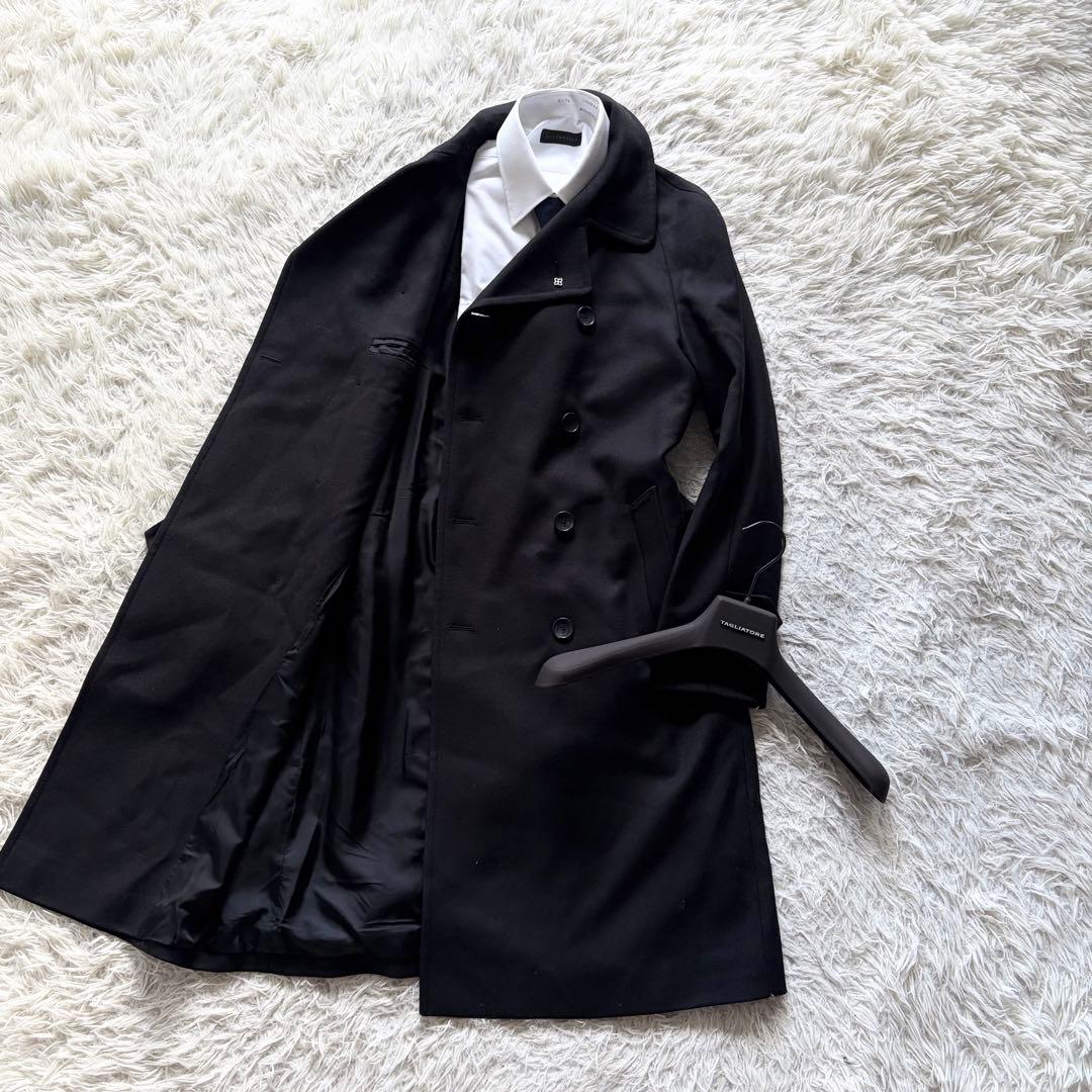 <美品>TAGLIATORE RIPA ブラック ウール ベルデットコート 44