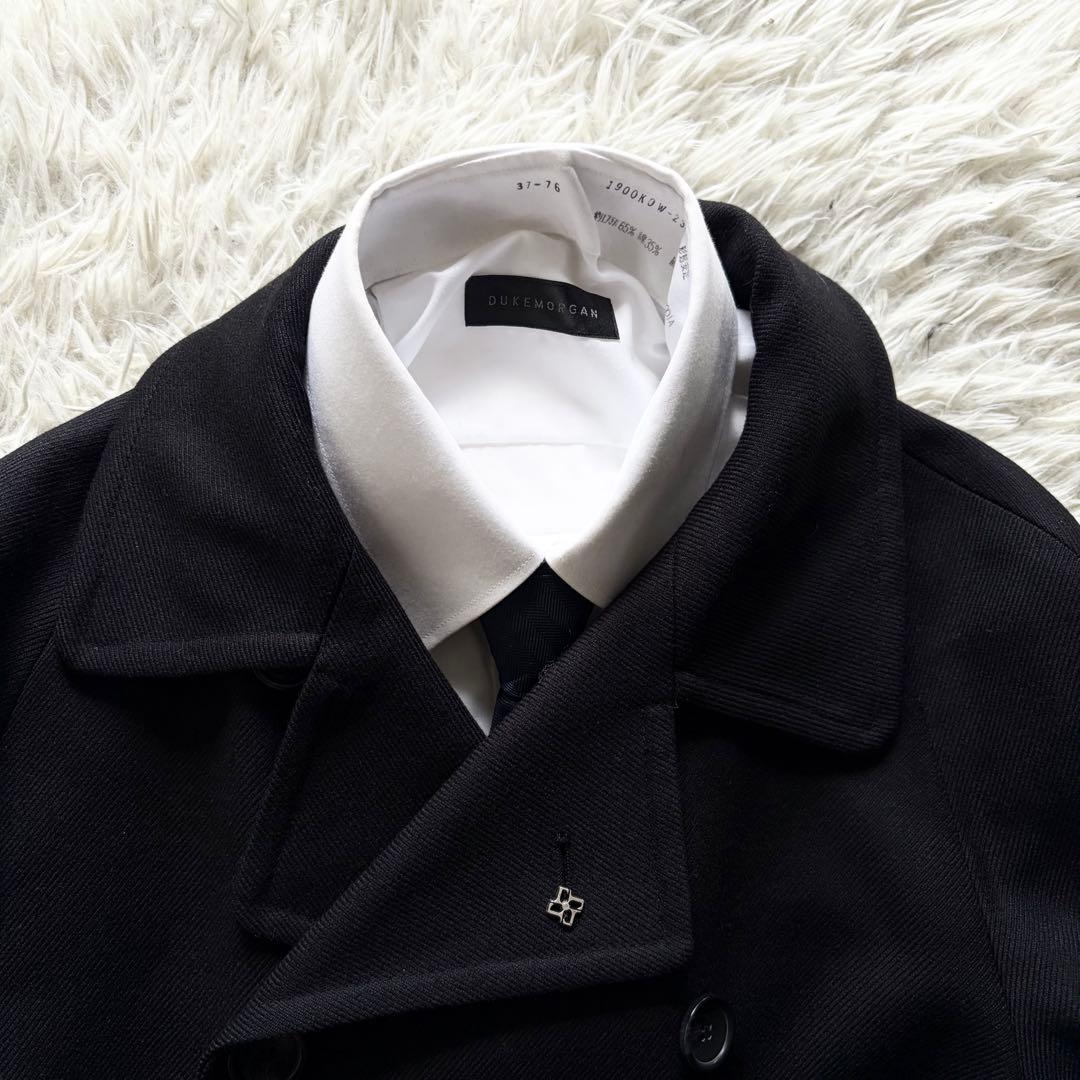 <美品>TAGLIATORE RIPA ブラック ウール ベルデットコート 44