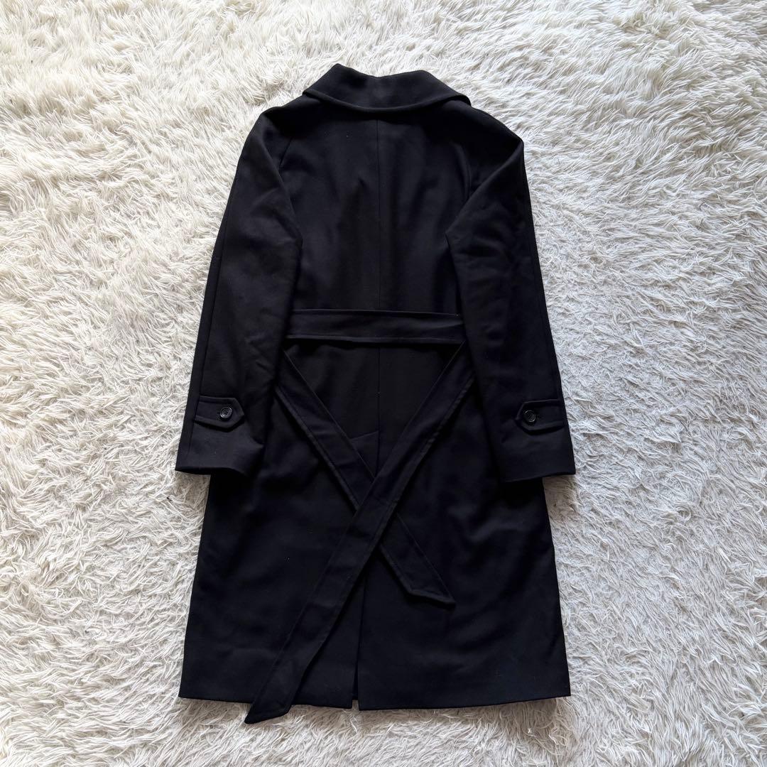 <美品>TAGLIATORE RIPA ブラック ウール ベルデットコート 44