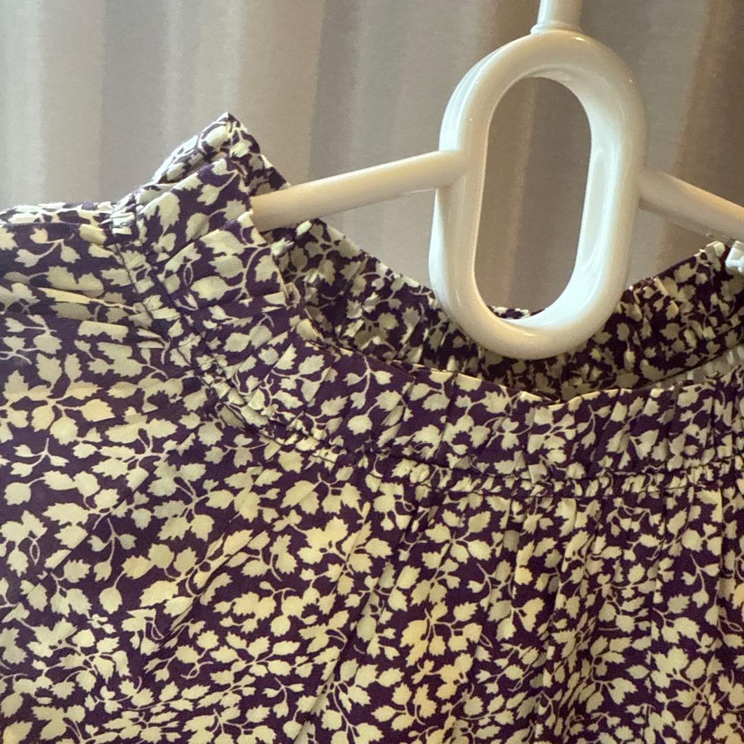 Bonpoint 紫花柄長袖ワンピース10Y