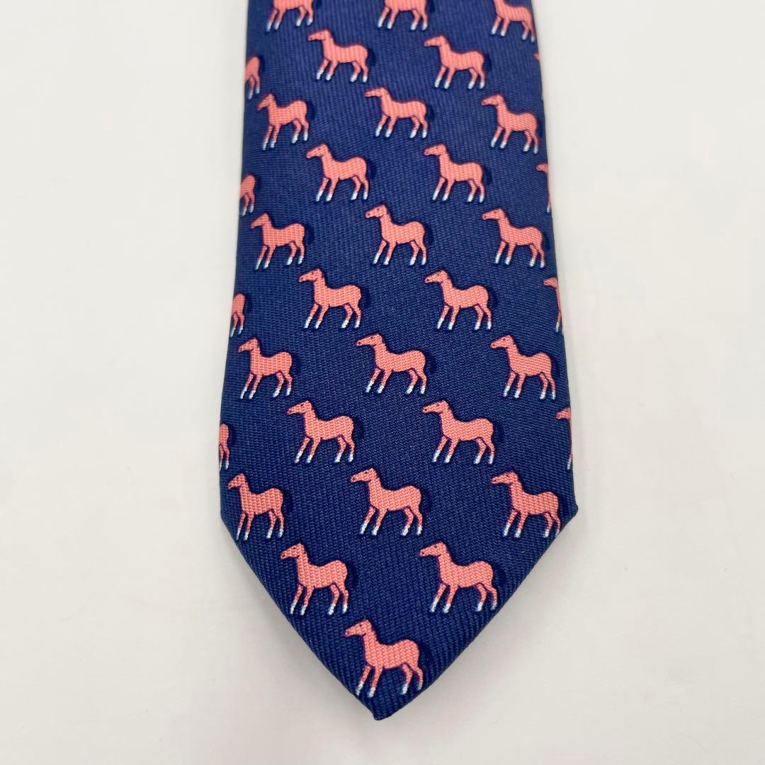 【美品】HERMES エルメス ネクタイ高級シルク100% メンズ ホース柄