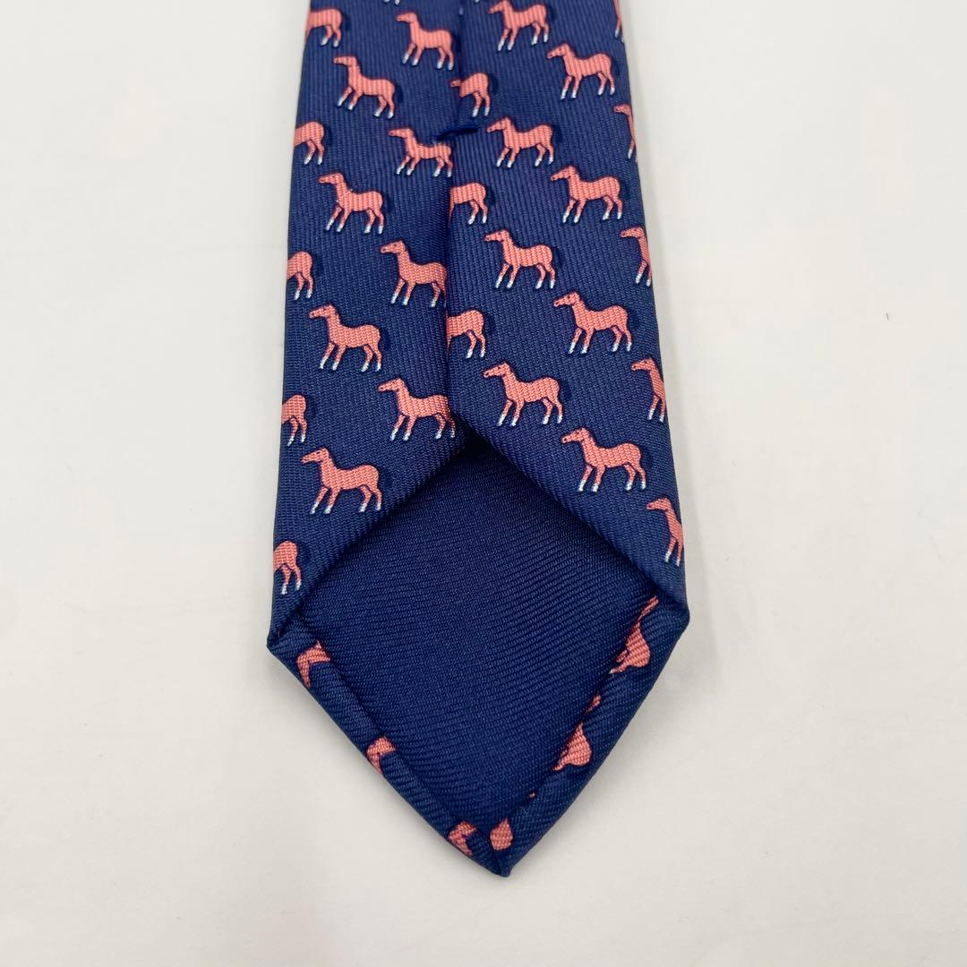 【美品】HERMES エルメス ネクタイ高級シルク100% メンズ ホース柄