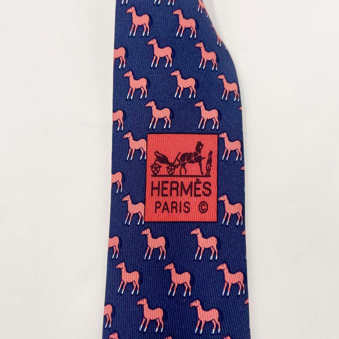 【美品】HERMES エルメス ネクタイ高級シルク100% メンズ ホース柄