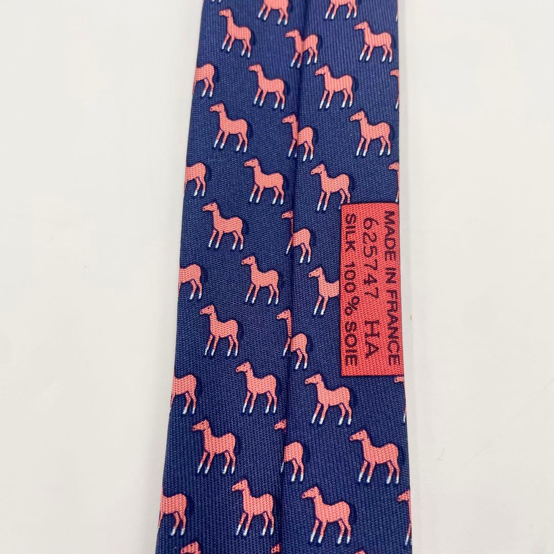 【美品】HERMES エルメス ネクタイ高級シルク100% メンズ ホース柄