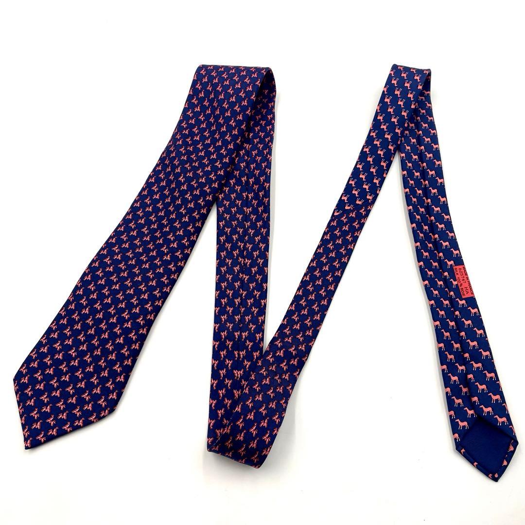 【美品】HERMES エルメス ネクタイ高級シルク100% メンズ ホース柄