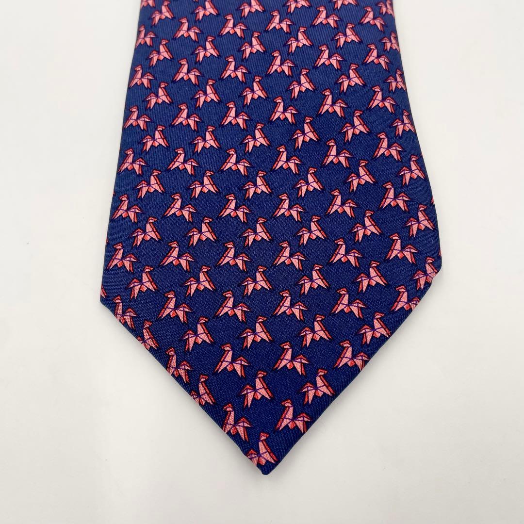 【美品】HERMES エルメス ネクタイ高級シルク100% メンズ ホース柄