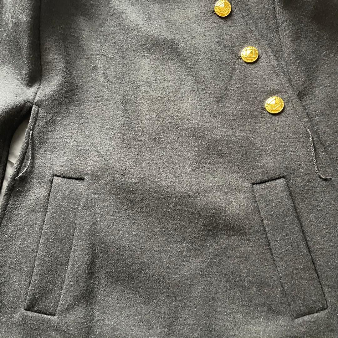 エヌフレーム 金ボタン クラシックケープコート ウール バンドカラー