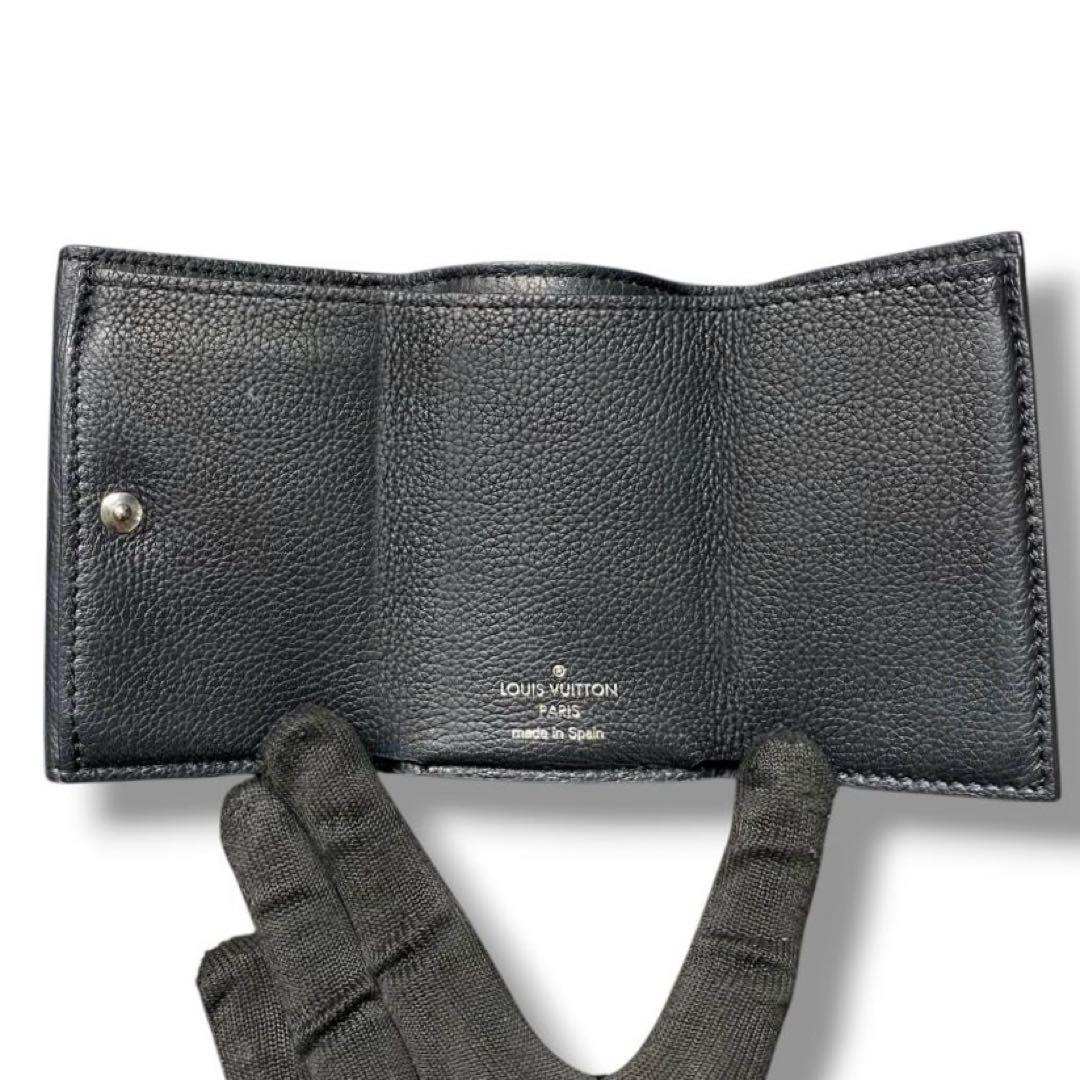 美品 ルイヴィトン ポルトフォイユ ロックミー レザー 折財布 3つ折り 黒