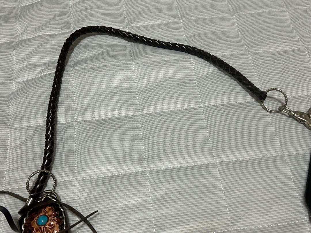 バイカーズウォレット　レザーキーリング　ハンドメイド　本革　ターコイズ　チェーン