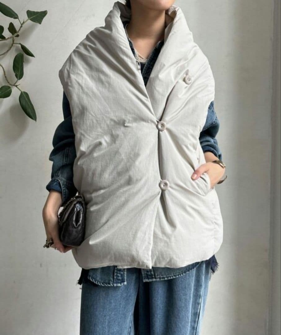 DouDou【WEB限定】ストールライクファーバーダウンベスト