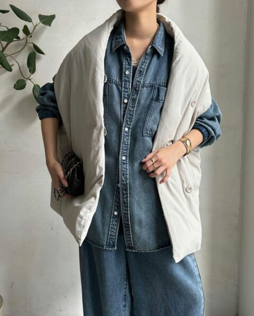 DouDou【WEB限定】ストールライクファーバーダウンベスト