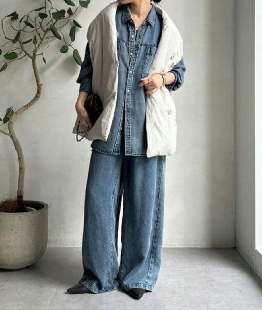 DouDou【WEB限定】ストールライクファーバーダウンベスト