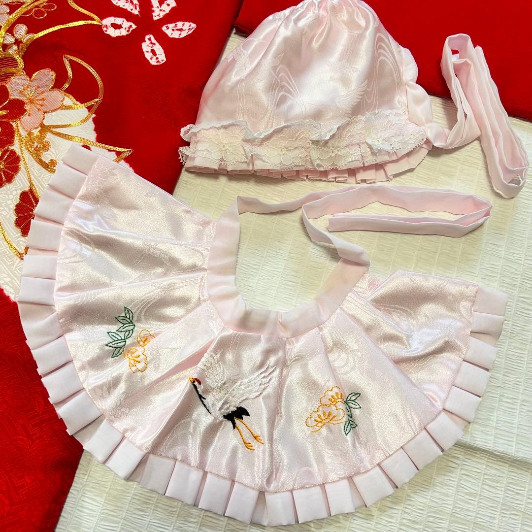 お宮参り 産着 絹 絞り 金駒刺繍 赤 子供着物 花 女の子 祝い着 赤ちゃん