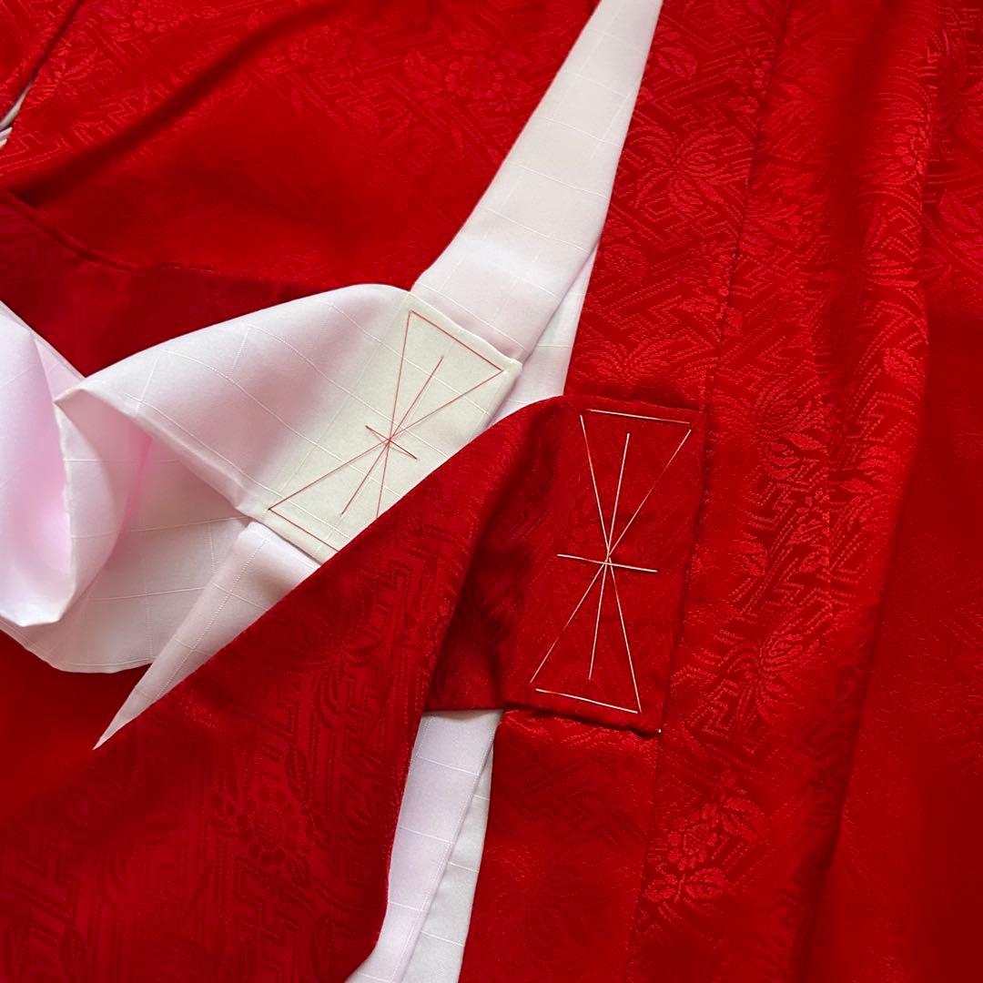 お宮参り 産着 絹 絞り 金駒刺繍 赤 子供着物 花 女の子 祝い着 赤ちゃん