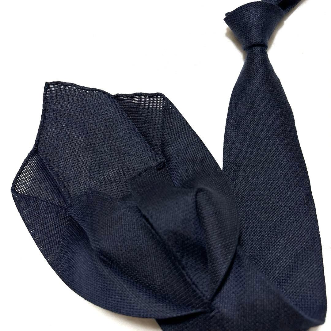 Brioni ブリオーニ　ネクタイ　セッテピエゲ　紺　無地　スフォデラート　美品