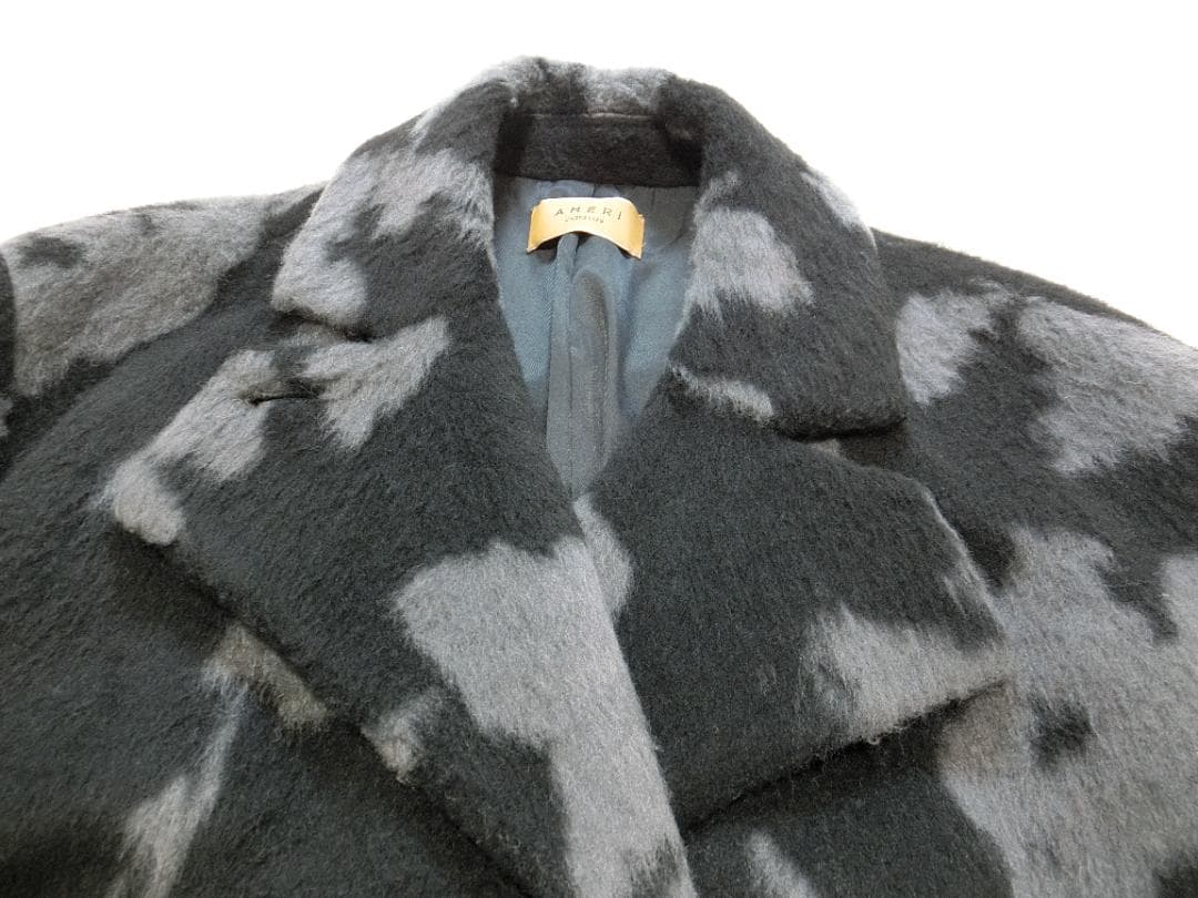 AMERI　アメリ　シャギー　総柄　チェスターコート　グレー系　M