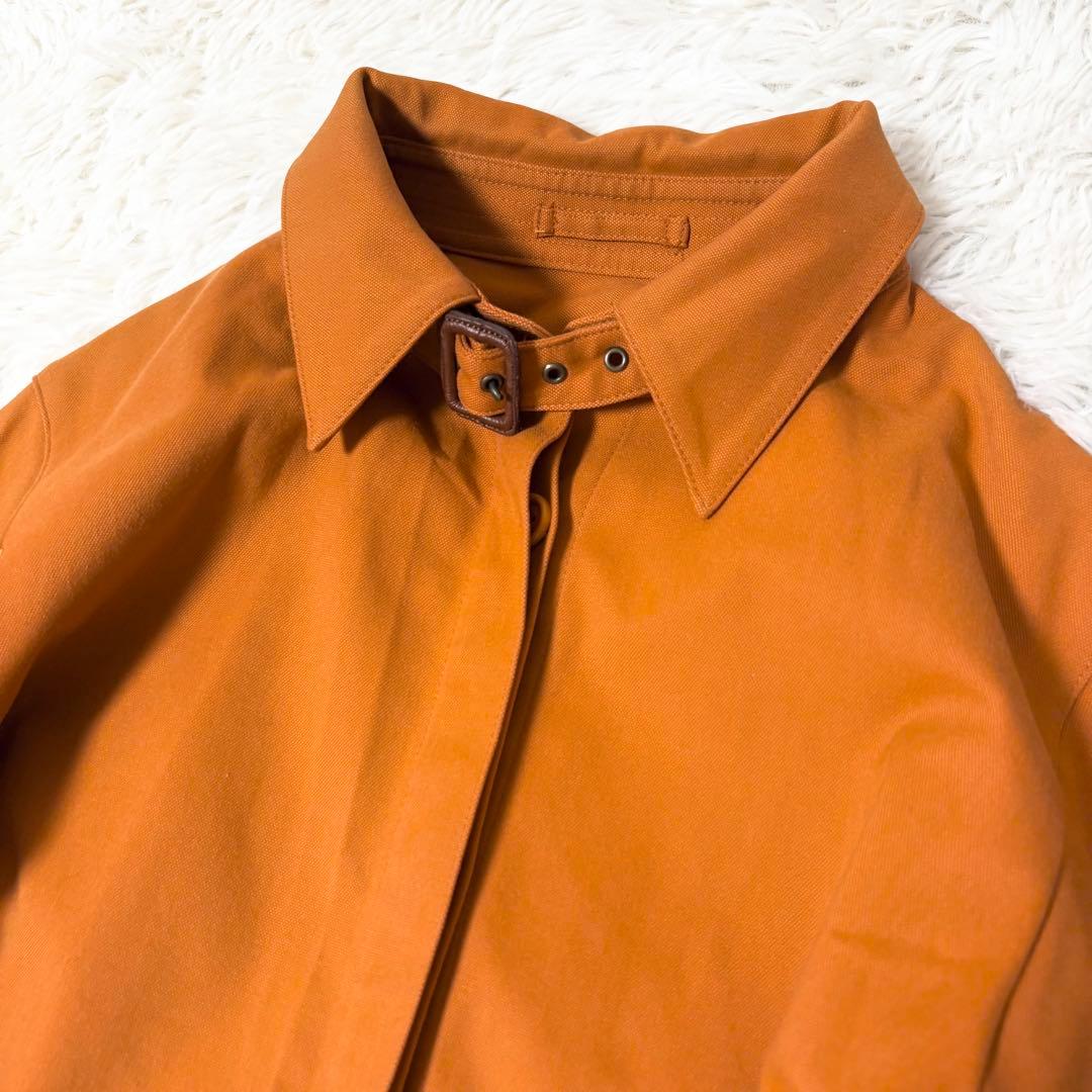 バーバリーロンドン 希少カラー オレンジ トレンチコート ノバチェック 本革