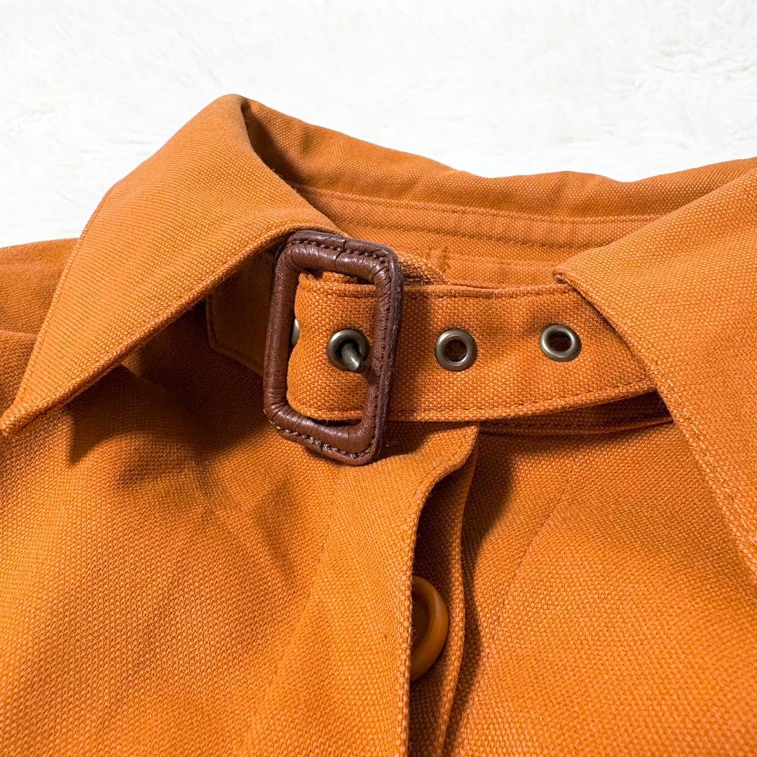 バーバリーロンドン 希少カラー オレンジ トレンチコート ノバチェック 本革