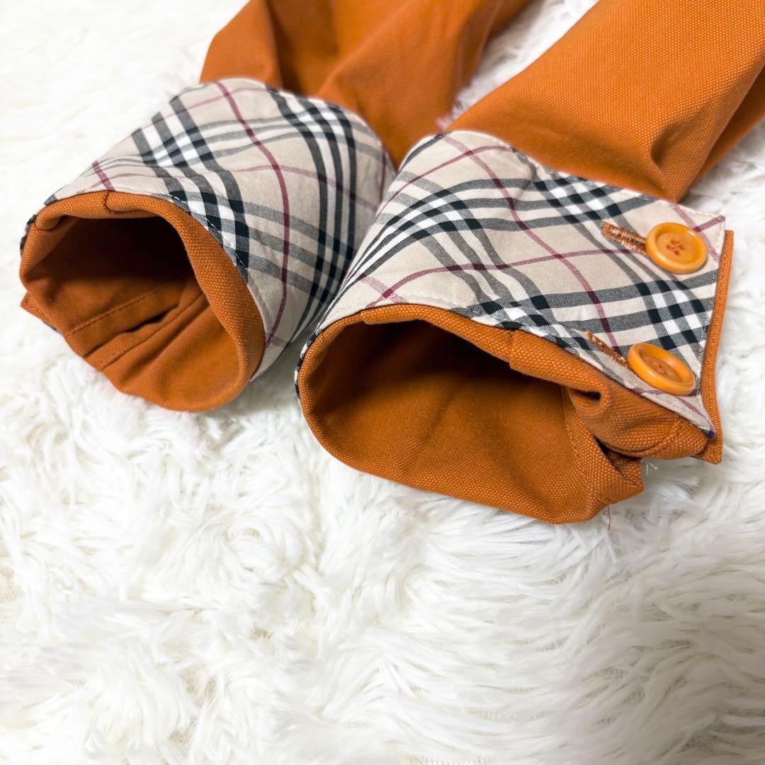 バーバリーロンドン 希少カラー オレンジ トレンチコート ノバチェック 本革