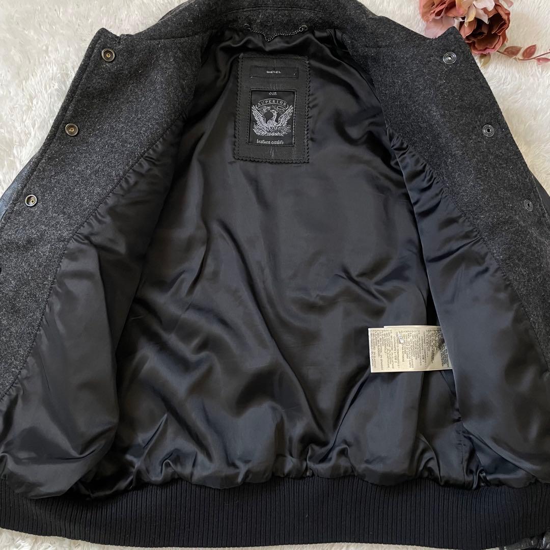 極美品✨DIESEL ディーゼル ウール ラムレザー スタジャン D刺繍 希少